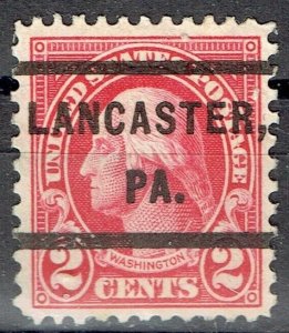 1926 2c WASHINGTON f/LANCASTER PA w/precancel (634-232) Nice stamp! 