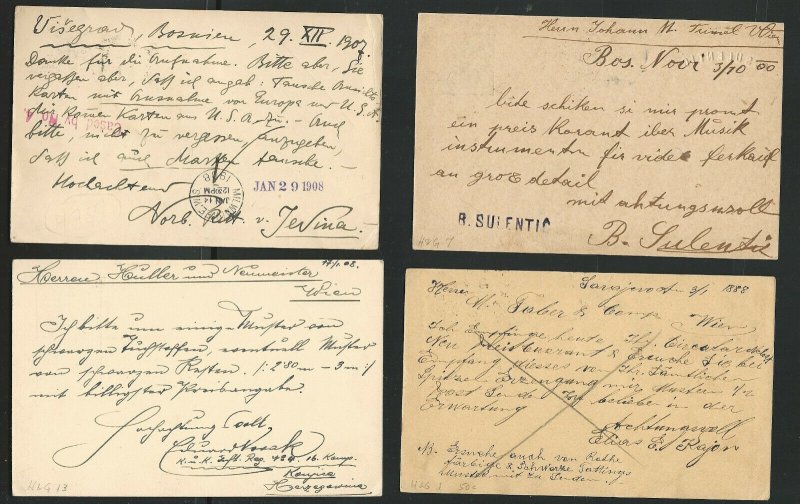 Bosnia Herzegovina, Lot of 4 Postal History / Postal Cards, Used 1888-1908