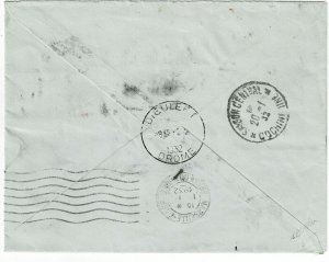 Indochina 1932 Baclieu cancel on registered, airmail cover to France