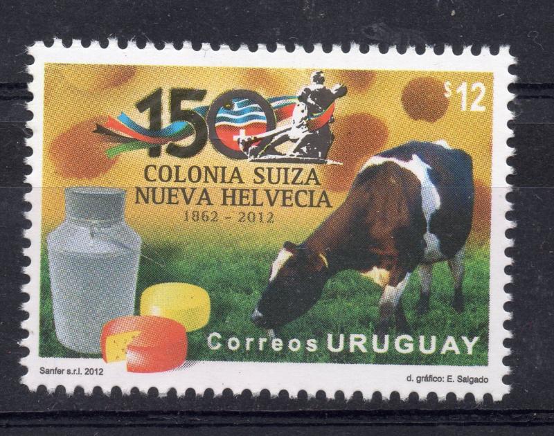 Swiss colony 150 aniv. Cow cheese milk dairy products URUGUAY MNH STAMP 