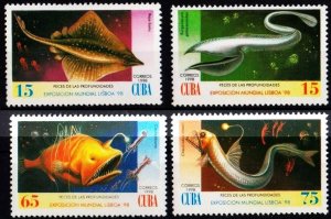 CUBA Sc# 3923-3926 MARINE LIFE deep sea fish  Cpl set of 4  1998 MNH