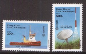 Cyprus  Turkish   #222-223   MNH   1988   Europa  tug boat  satellite dish