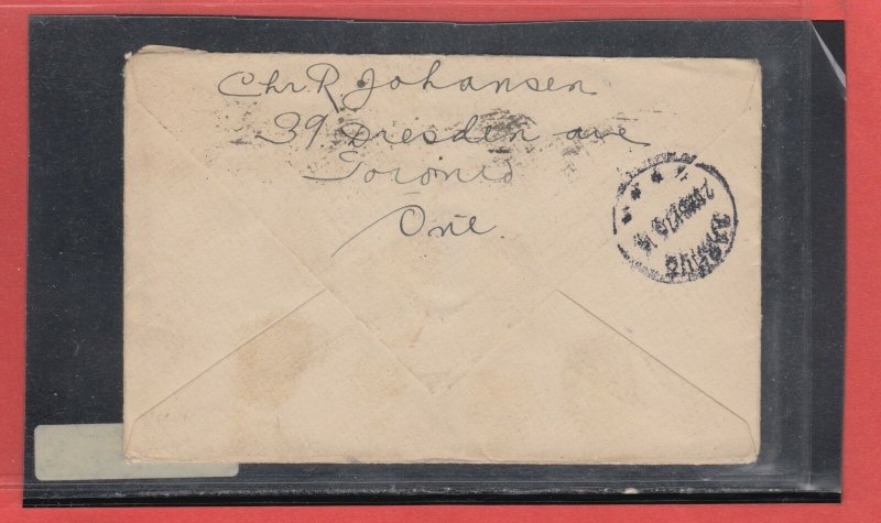 1915 admiral cover to Denmark 5 stamps with receiver CAanda