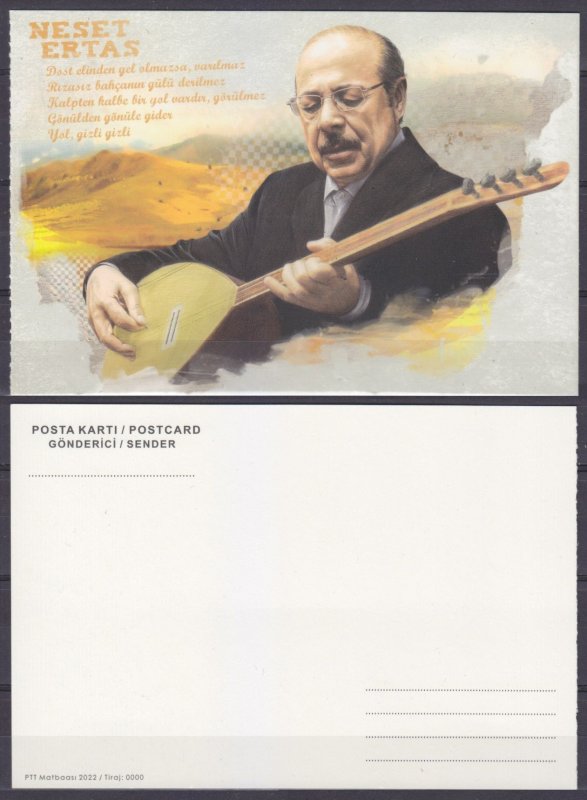 2022 Turkey Postcard Music.Singer-performer Neshet Ertas