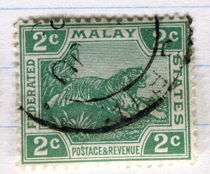 MALAYA STRAITS SETTLEMENTS;  FED STATES 1904 Tiger issue used 2c. value, Shade