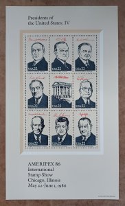 US #2219 22c Presidents of the United States:IV Ameripex 86 pane of 9 MNH (1986)