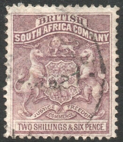 RHODESIA-1897 2/6 Lilac Sg 7 FINE USED V43857