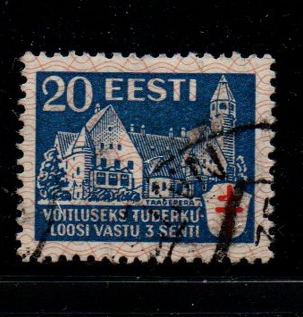 Estonia Sc B27 1933 20s + 3s Taagepera Sanitorium TB stamp used