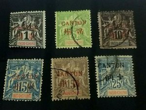 KAPPYSSTAMPS FRANCE OFFICES IN CHINA CANTON 6 DIFFERENT ISSUES MINT USED GS1128