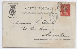 Marseille-Yokohama Paquebot (Egypt) to Marseille, France 1907 (49757)