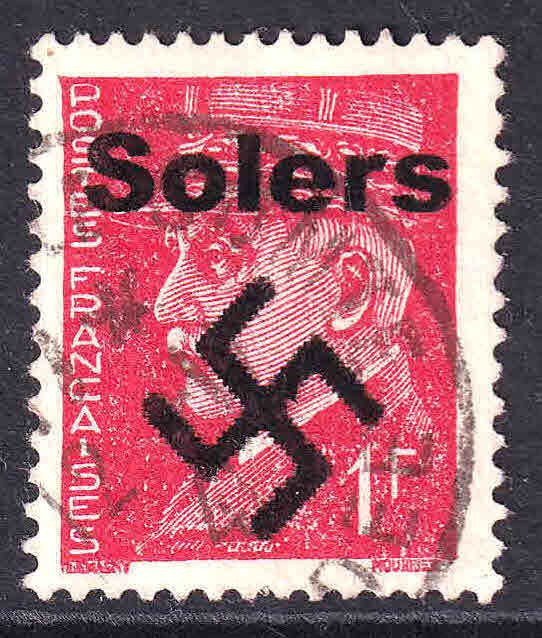 FRANCE 437 SOLERS OVERPRINT USED F/VF SOUND