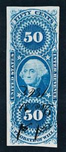 US R62a USED, F-VF, 50c P.O.W., IMPERF