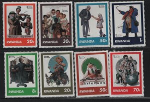 RWANDA 1027-1034 MNH NORMAN ROCKWELL SET 1981