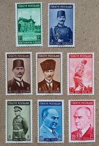 Turkey 1939 Death of Ataturk, MNH. Scott 833-840, CV $20.15. Isfila 1409-1416