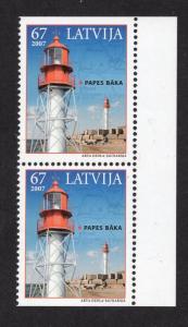 Latvia   #676   2007  MNH lighthouses pair 67s