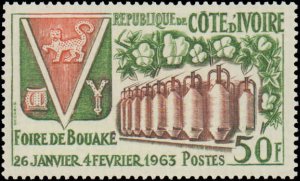Ivory Coast #199, Complete Set, 1963, Hinged