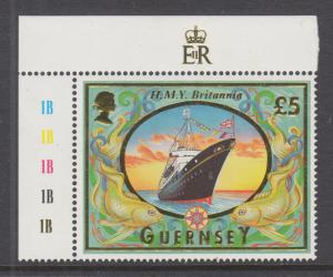 Guernsey Sc 663 MNH. 1998 £5 Royal Yacht Britannia, top value to set, XF