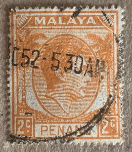 Malaya Penang 1949 2c KGVI, used. Scott 4, CV $0.30. SG 4