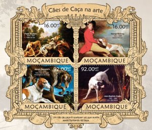 MOZAMBIQUE - 2013 - Dogs in Paintings  - Perf 4v Sheet - Mint Never Hinged