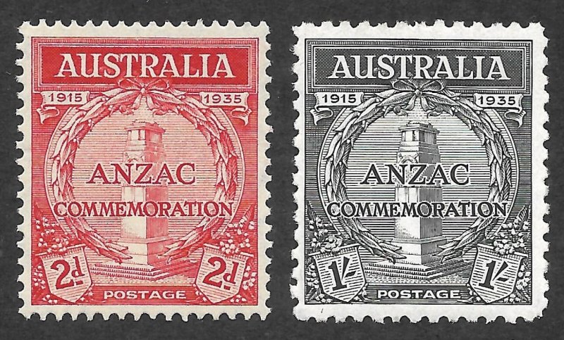 Doyle's_Stamps: MLH 1935 VF-XF Australian ANZAC Set Scott  #150* & #151*