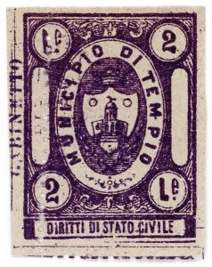 (I.B) Italy (Municipal) Revenue : Diritti di Stato Civile 2L (Tempio)