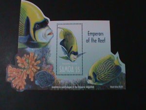 ​SAMOA-2003-SC#1048a- EMPERORS OF THE REEF-LOVELY ANGELFISH SHAPE CUT-MNH S/S