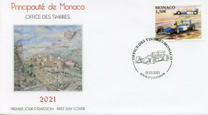 Monaco Sports Stamps 2021 FDC Legendary Race Cars Williams Renault FW14B 1v Set