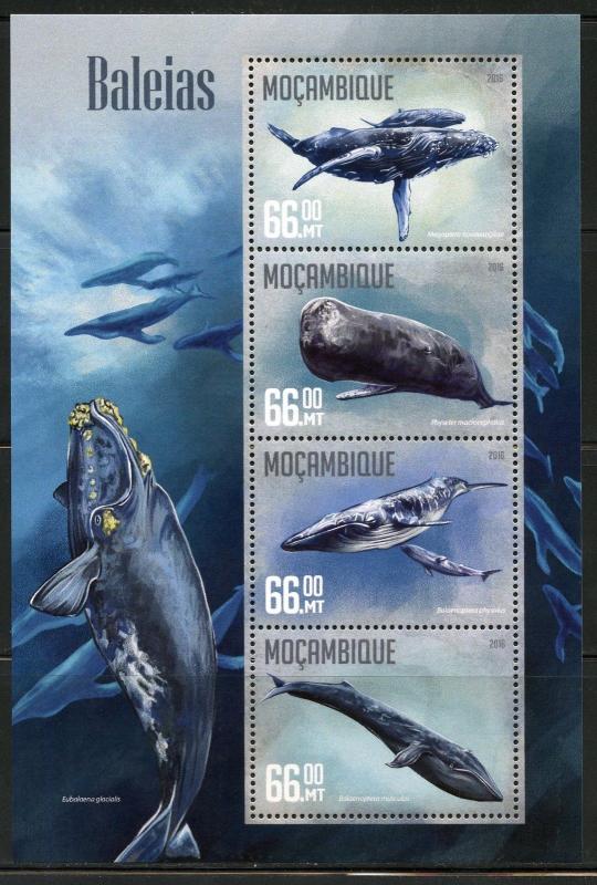 MOZAMBIQUE  2016 WHALES SHEET MINT NEVER HINGED