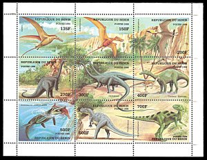 Benin 1085, MNH, Dinosaurs miniature sheet