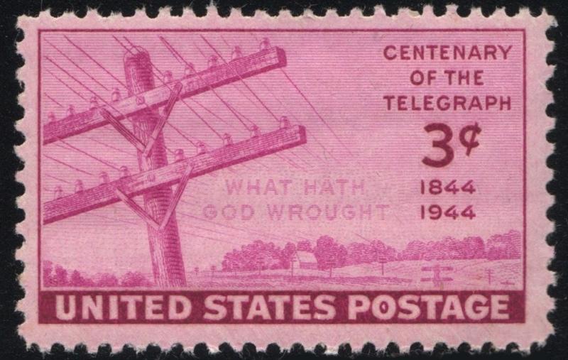 SC#924 3¢ Telegraph Centennial Single (1944) MNH