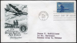 SC#C49 6¢ Air Force Anniversary Single FDC: Artmaster (1957) Addressed