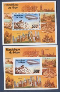 NIGER  - Scott C278  - MNH S/S perf & imperf - Zeppelin 1976 ---c