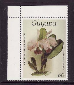 Guyana-Sc#1162a- id9-unused NH 60c-Flowers-Orchids-wmk Lotus Bud Multiple-1985-