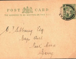 GB WALES KEVII Stationery Card *TV/R* PERFIN Taff Vale Railway 1905 PB191