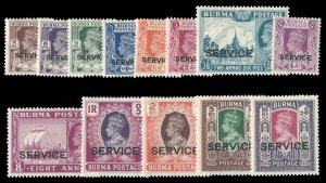 Burma #O28-42 (SG O28-40) Cat£75, 1946 Officials, complete set, hinged