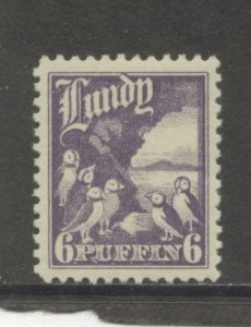 Lundy 6 Puffin stamp MHR cgs