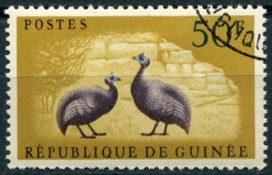 Guinea  Sc#227 Used, 50fr lem, sep & bl, Guinea fowls (1961)