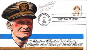 Scott 1869 50 Cents Chester Nimitz Bernard Goldberg Hand Painted FDC 27 Of 104