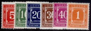 UGANDA QEII SG D1-D6, 1967 postage due set, NH MINT.