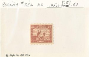 BOLIVIA #252, UNUSED MINT HINGED - 1939 - BOLIVIA175