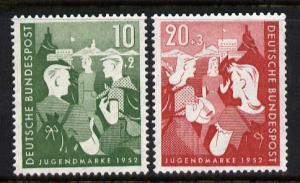 Germany - West 1952 Youth Hostels Fund set of 2 mounted m...