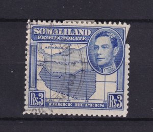 Somaliland KGVI 1938 Rs3 SG103 Used Corner Fault BP16328
