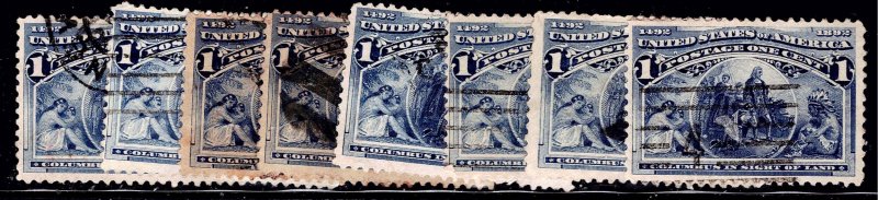 U.S.  230 USED EIGHT SINGLES AS SHOWN MIXED CONDITION (V5638)