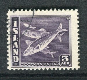 ICELAND; 1939 early Atlantic Fish 'Cod' issue fine used 3a. value