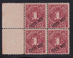 Puerto Rico US Possession Stamp J1 Block Mint Unused Dist Gum 25 &36 deg overprt