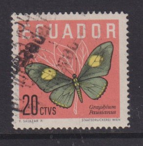 Ecuador   #680  used 1961 butterflies  20c
