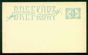 Early SWEDEN 4ore Stockholm Local postcard, unused, VF