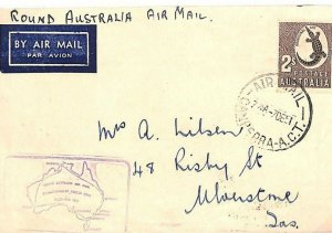 AUSTRALIA FLIGHT COVER *Round Australia Air Mail* Postmarks 1951 {samwells}TT120