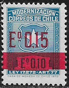 Chile #RA5 MNH Stamp - Chilean Arms Surcharged