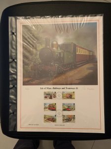 Isle of Man Railways and tramways  FDC panel big size, plastic holder